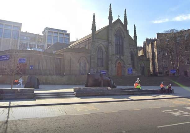 The priest was attacked as he prayed on Monday at St Mary's Catholic Cathedral in York Place. Pic: Google