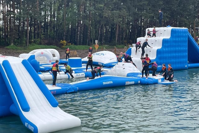 The Aqua Park at Foxlake proved popular at the weekend as it opened to the public for the first time.