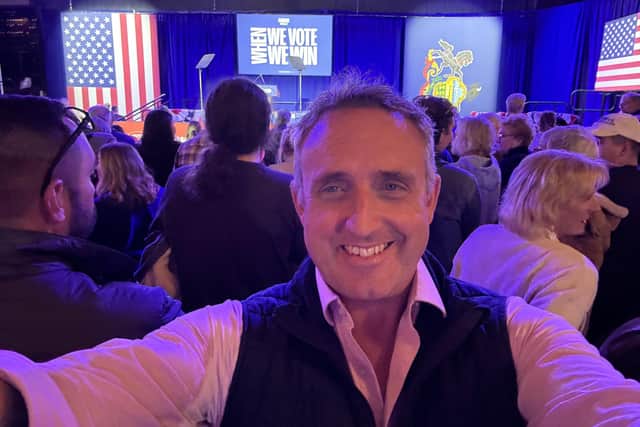 Alex Cole-Hamilton volunteering for the Kamala Harris Presidential election campaign in Pennsylvania