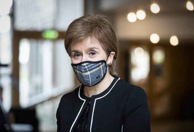First Minister of Scotland, Nicola Sturgeon, arrives ahead of a Covid briefing at the Scottish Parliament in Holyrood, Edinburgh in 2021