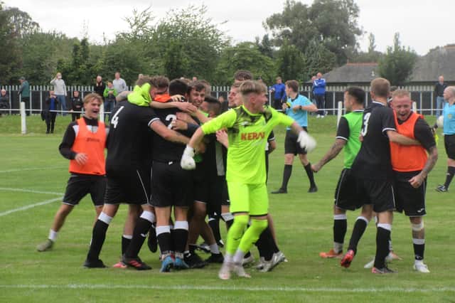 Dalkeith Thistle celebrated a memorable first ever win in the Scottish Cup (pic: Game Of Throw Ins)