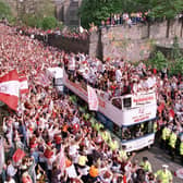 Masses of Hearts fans greeted the arrival of the team on Gorgie Road, Edinburgh when they paraded the Tennents Scottish Cup in May 1998, their first major trophy in over 30 years.