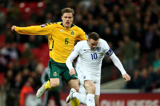 Marius Zaliukas in action for Lithuania. Picture: Getty