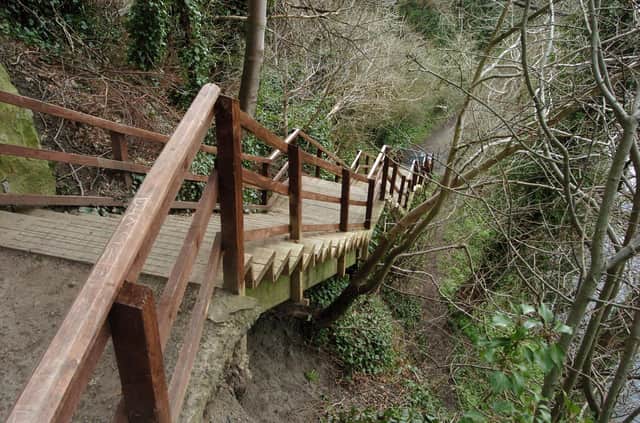 The Salvesen Steps on the Cramond walkway are a barrier for cyclists.  Picture: Bill Henry.