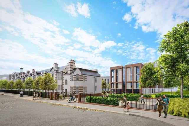 An artist's impression of the planned student development on the site of the former Tynecastle High School.