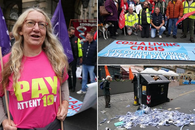 Edinburgh bin strike: Pictures show the strikers picket outside the Council offices as 11 more days of industrial action planned in the Capital