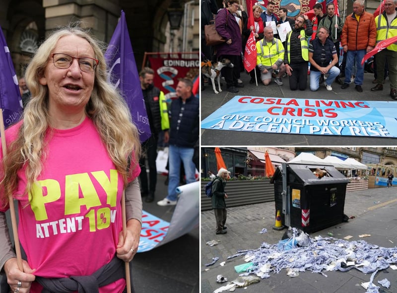 Edinburgh bin strike: Pictures show the strikers picket outside the Council offices as 11 more days of industrial action planned in the Capital