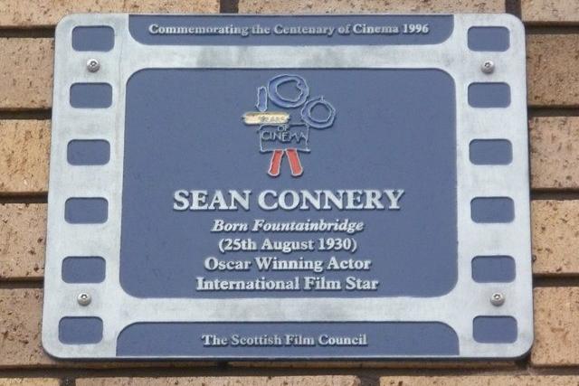 Slightly more modern history now. Sean Connery is probably the most famous son of Edinburgh, and although his childhood home in Fountainbridge looks very different now, this small plaque on the wall marks the spot.