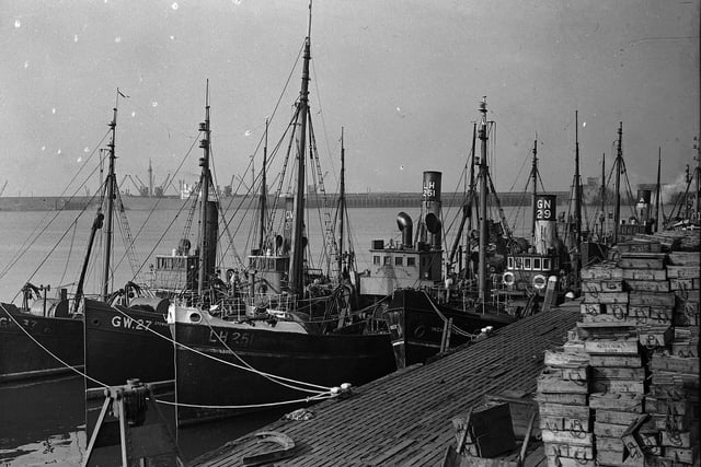 Group of trawlers at Granton Docks, 1949.