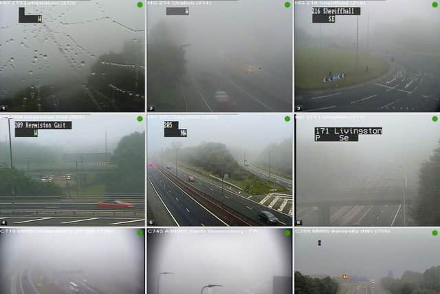 Edinburgh weather: Drivers urged to be cautious as heavy fog descends on Edinburgh and the Lothians. Picture credit: Traffic Scotland
