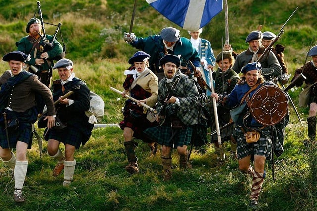 Jacobite enthusiasts in full highland costume take part in a commemoration on the anniversary of the 1745 Battle of Prestonpans outside Holyrood, on 21 September 2007.