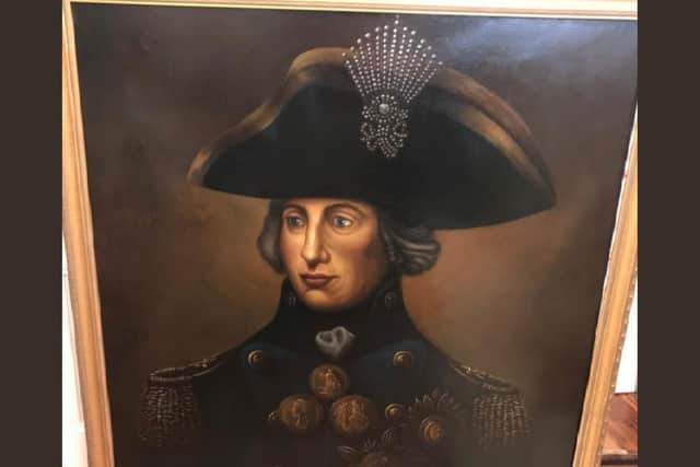 The large oil painting depicting Lord Nelson was taken from outside a property in the Quarry Cottages area of Newcraighall on Saturday 30 September between 1pm and 5pm. Photo: Police Scotland