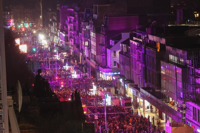 Thousands of revellers on Princes Street for the Edinburgh Hogmanay celebrations. Photo by Scott Louden.