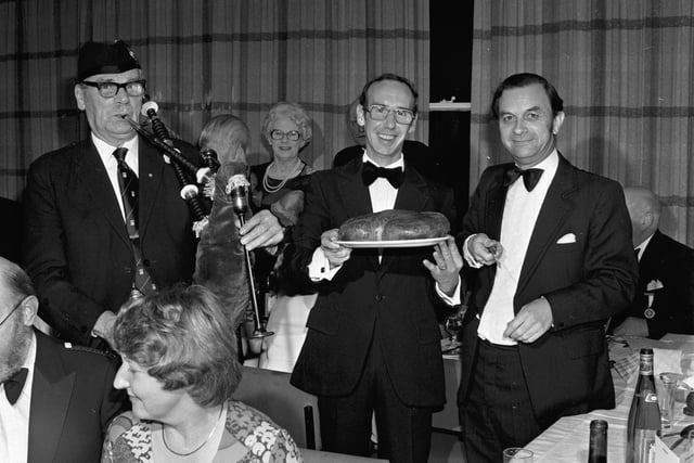 The haggis is piped in at the Edinburgh High Constables' Burns Supper in January 1980.