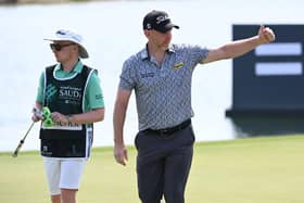 Stephen Gallacher gives the thumbs up after completing his round in the Saudi International powered by SoftBank Investment Advisers at Royal Greens Golf and Country Club in King Abdullah Economic City. Picture: Ross Kinnaird/Getty Images.
