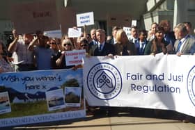 Owners of self-catering flats and B&Bs demonstrated outside the Scottish Paliament, calling for a pause in the Scottish Government licensing scheme.