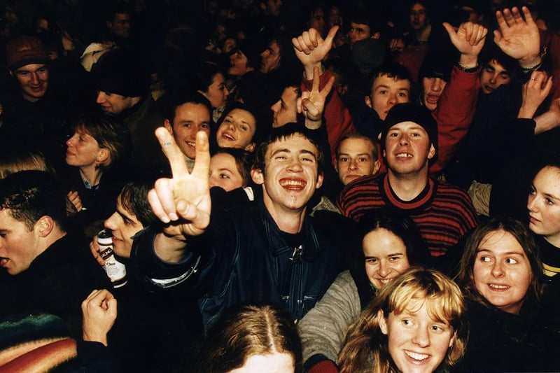 Revellers celebrating as the New Year approaches in 1996
.
