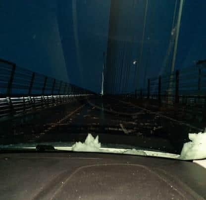 Damage from an "ice bomb" falling from the bridge. Picture: BEAR Scotland
