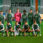 The Hibs Under-19 team line up ahead of the victory over Nantes at the Stade Marcel-Saupin. Picture: Nicolas Louerat