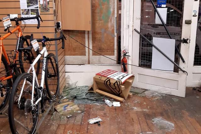 Biketrax, Edinburgh, became the victims of a 'smash and grab' last night