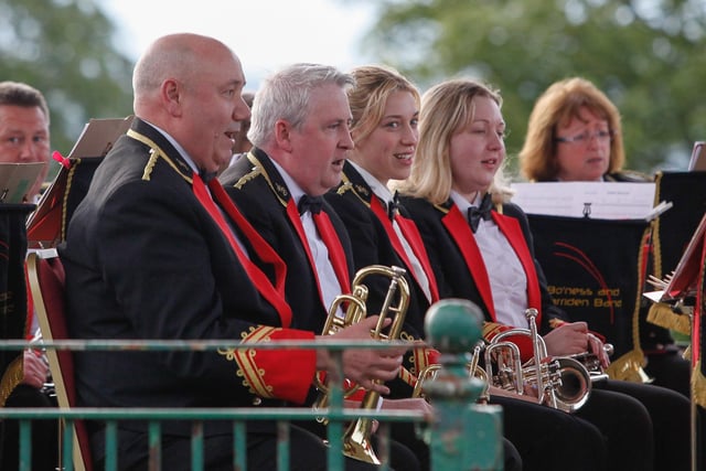 Bo'ness and Carriden band members take a quick break from playing