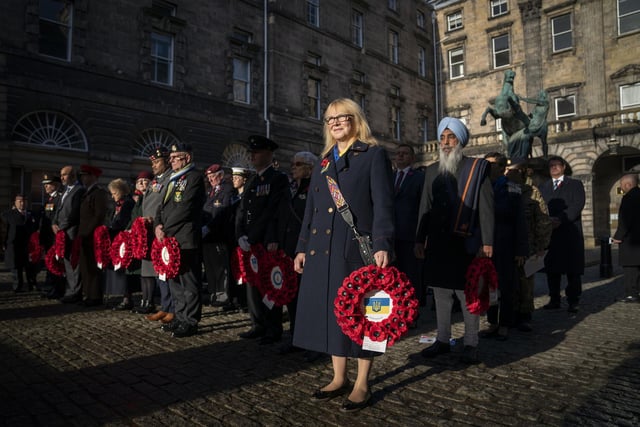 Attendees at the Edinburgh Remembrance Sunday event fall silent.
Photo by: Jane Barlow/PA Wire