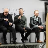 Director Ian Gordon, Director of Football Brian McDermott , Manager Nick Montgomery and  Chief Operating Officer Ben Kensell during the Hibs AGM earlier this year.