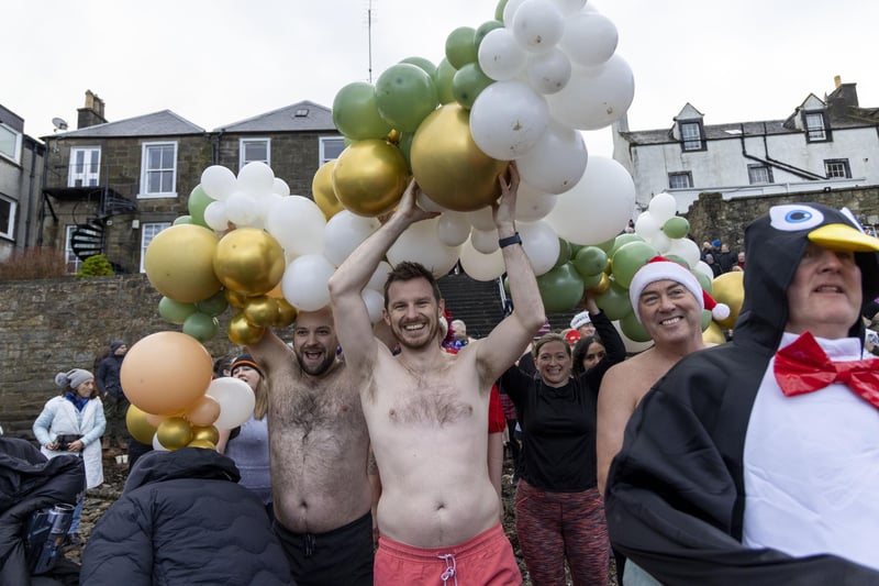 Some Loony Dook revellers ever brought balloons to celebrate the start of 2023