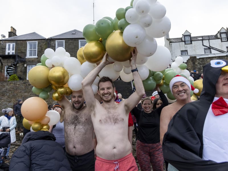Some Loony Dook revellers ever brought balloons to celebrate the start of 2023
