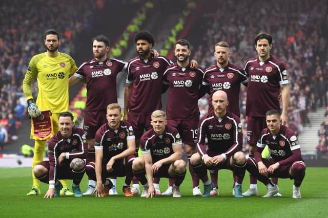 The Hearts starting team line up ahead of the Scottish Cup final