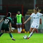 Hibs defender Leah Eddie is hoping the SWPL can see more games played at Scotland's biggest venues. Photo credit: Craig Doyle/Hibernian Women.