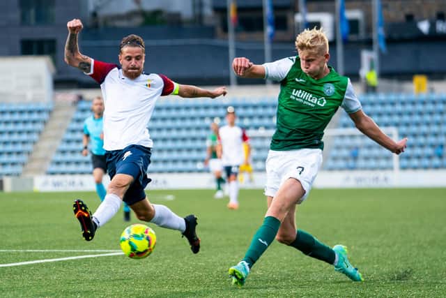 Josh Doig in action for Hibs against FC Santa Coloma in the Europa Conference League qualifiers