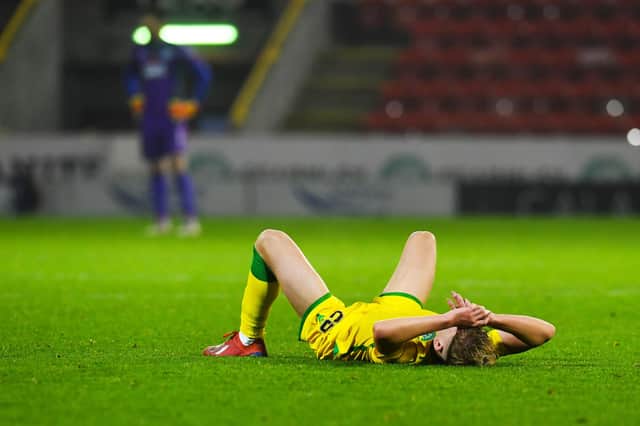 A gutted Josh Doig pictured at the end of the match at Pittodrie