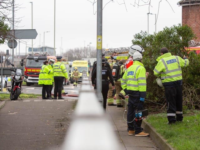 Gas engineers were also spotted at the incident scene. Picture: Habibur Rahman
