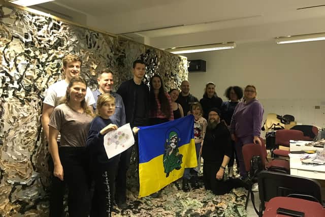 Volunteers from the Edinburgh Spiders meet up each week to make camouflage nets for the Ukrainian army