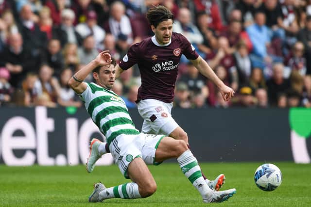Peter Haring in action during Hearts' 2-0 defeat to Celtic at Tynecastle on Sunday. Picture: SNS