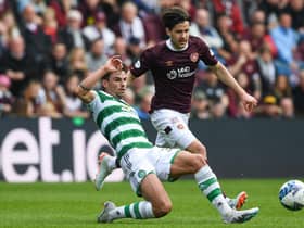 Peter Haring in action during Hearts' 2-0 defeat to Celtic at Tynecastle on Sunday. Picture: SNS