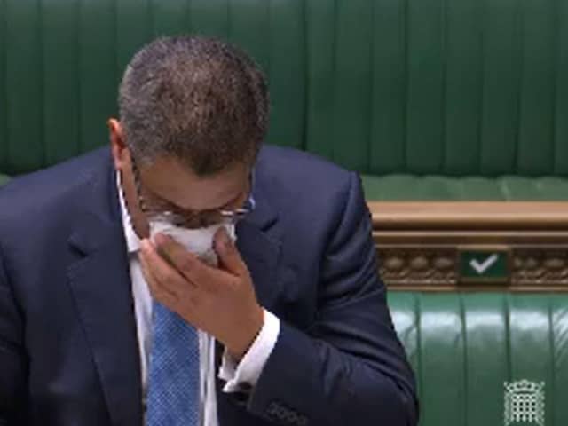 Mr Sharma struggled to deliver a speech at the despatch box on 3 June