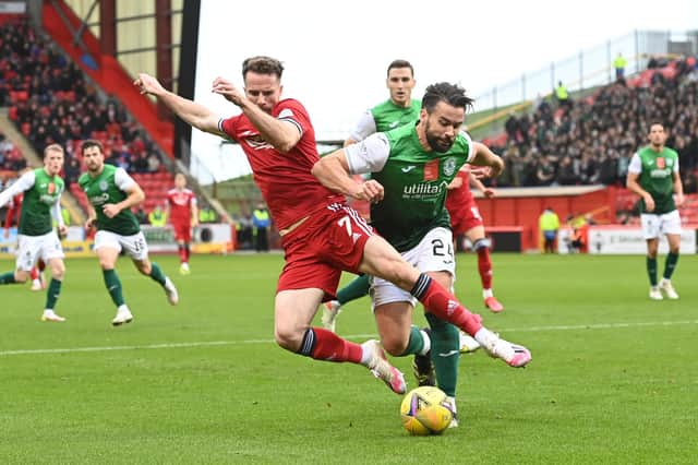 Darren McGregor saw red at Pittodrie for Hibs