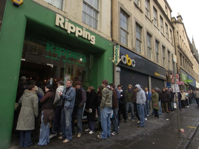Lasting more than four decades, independent record store Ripping Records had a vast library of music and also sold gig tickets. People would be queuing the length of South Bridge for the biggest concerts and events, such as T in the Park and Oasis at Loch Lomond in 1996.