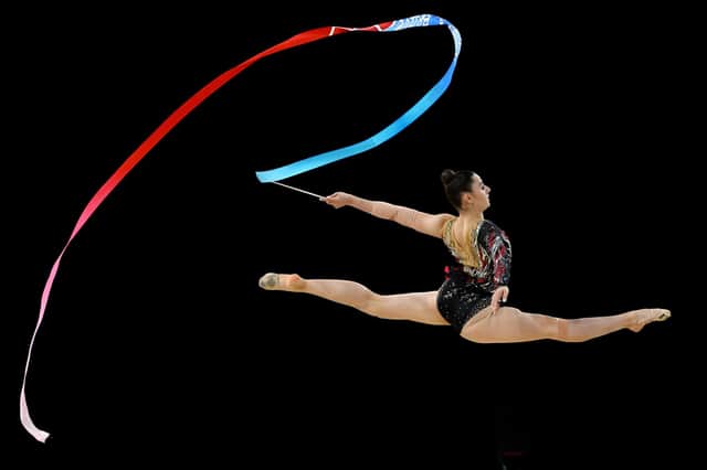 Louise Christie competes in the ribbon event final at the Birmingham Commonwealth Games (Picture: Shaun Botterill/Getty Images)