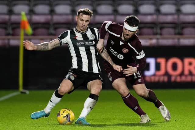 Craig Halkett challenges St Mirren's Eamonn Brophy during the Scottish Cup clash between the clubs in March, the last time the teams met. Picture: SNS
