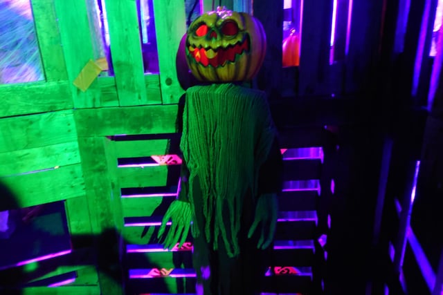 This pumpkin-headed monster gave visitors a fright in the Dark Forest Maze.