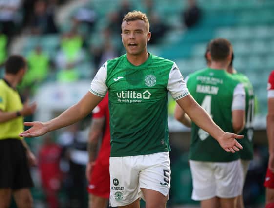 Hibs centre-back Ryan Porteous is continuing to improve as a defender. Picture: SNS