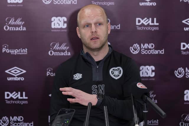 Hearts interim boss Steven Naismith speaks to the media ahead of his first game against Hibs at Easter Road. Picture: SNS
