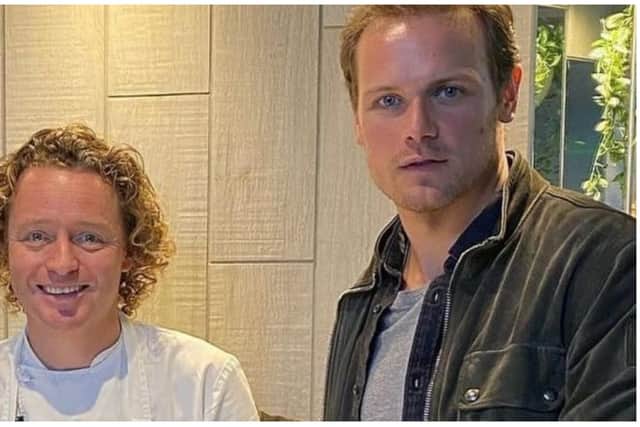 Sam Heughan, right, and Tom Kitchin, left, first met when filming the award-winning series Men In Kilts.
