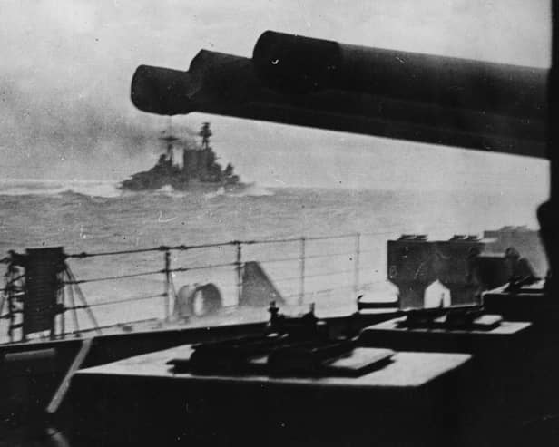 The last picture of HMS Hood, seen from HMS Prince of Wales, as she went into action against the German battleship Bismarck (Picture: Keystone/Getty Images)