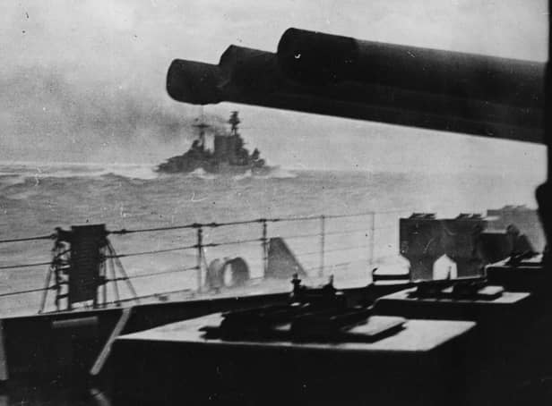 The last picture of HMS Hood, seen from HMS Prince of Wales, as she went into action against the German battleship Bismarck (Picture: Keystone/Getty Images)