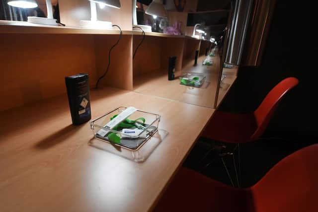 Photo of a consumption room, at the Scottish Drug Death Crisis Conference. Photo by John Devlin.