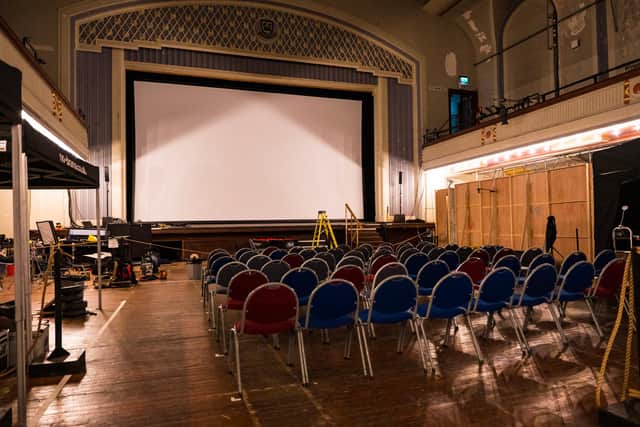 A cinema screen has been installed in Leith Theatre for the National Theatre of Scotland production. Picture: Henry Home